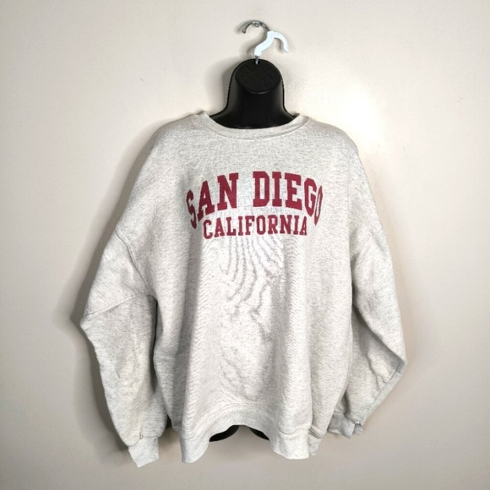 Vintage 90s Style Collegiate Sorority San Diego California Oversized Sweater XL